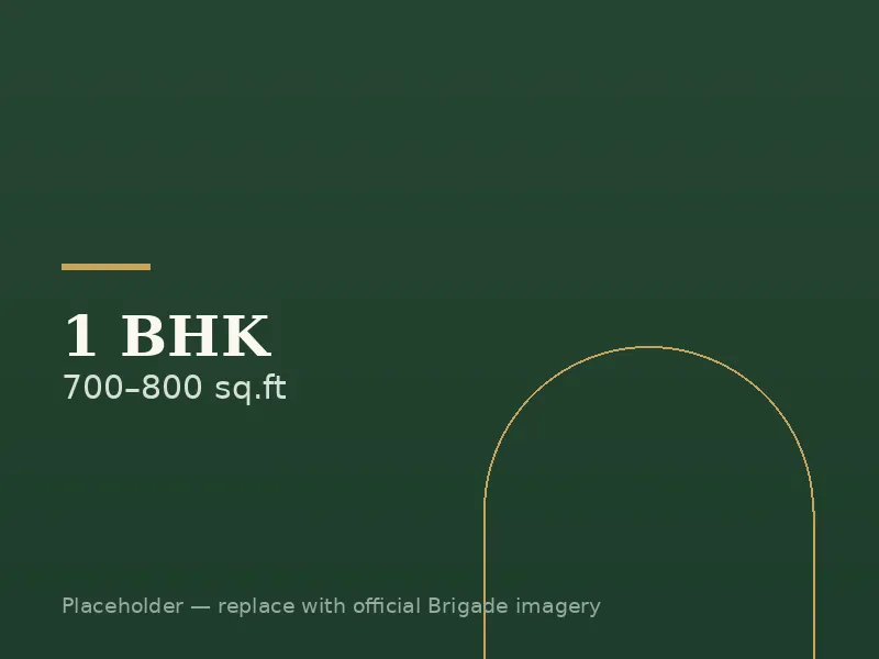 1 BHK floor plan of Brigade Granada, 700-800 sq.ft, Kadugodi Whitefield