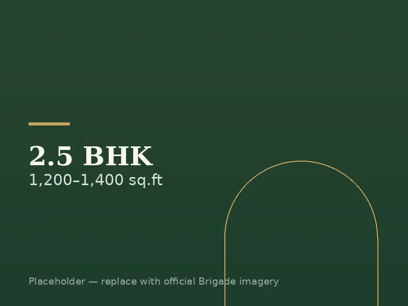 2.5 BHK floor plan of Brigade Granada, 1200-1400 sq.ft, Whitefield-Hoskote Road