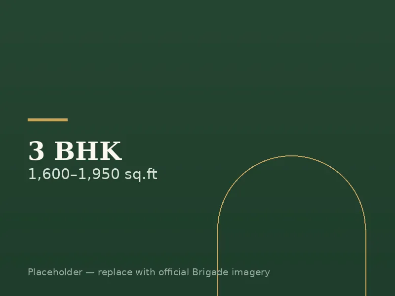 3 BHK floor plan of Brigade Granada, 1600-1950 sq.ft, Kadugodi East Bangalore