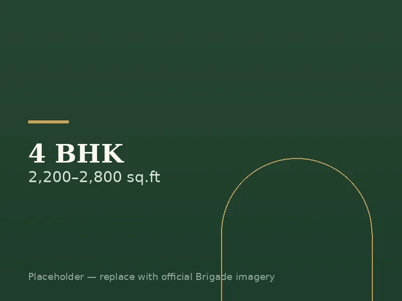 4 BHK floor plan of Brigade Granada, 2200-2800 sq.ft, Whitefield township